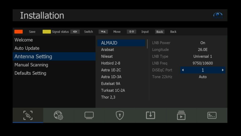 Select DiSEqC Port to receive Al Majd Signal