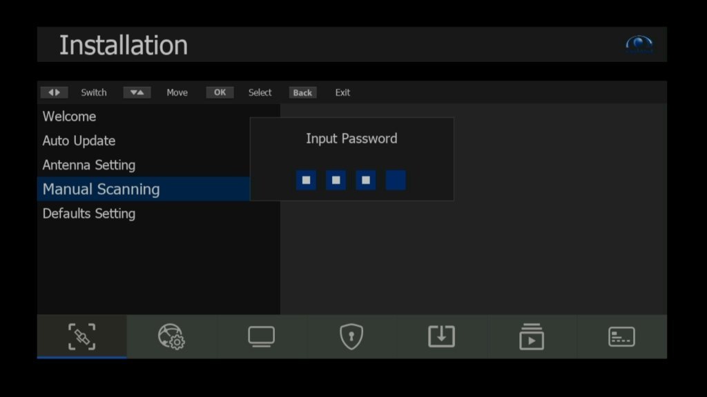 Enter password to access 'Manual Scanning'